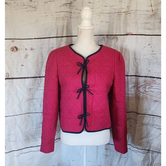 Anthropologie Dolan Linen Bow Front Quilted Lady Jacket Size Medium NWT - Picture 4 of 9